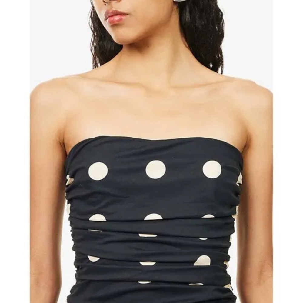 REFORMATION Clea Polka-Dot Mini Dress in Moon Dot-1 Size 10 - Picture 5 of 12
